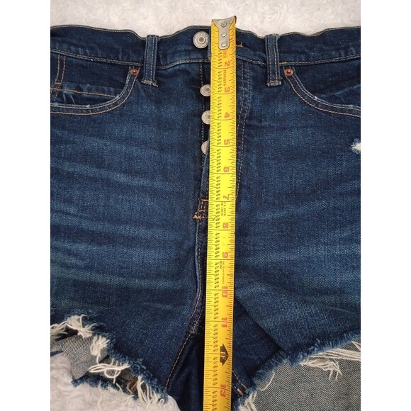 Old Navy Blue Denim Higher High Rise Sky-Hi A-line  Button Fly Shorts size 8 - Picture 5 of 9